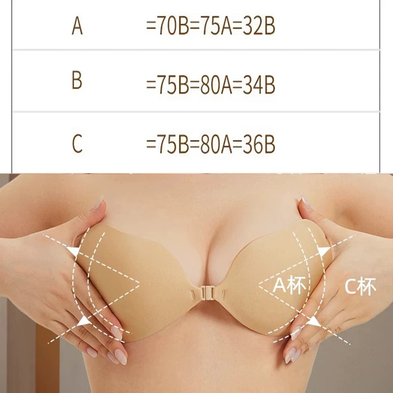 Silicon Front Buckle Nipple Bras Butterfly Shape Lift Push Up Bras Sexy Ladies Invisible Reusable Breast Pad Bra Solid Underwear